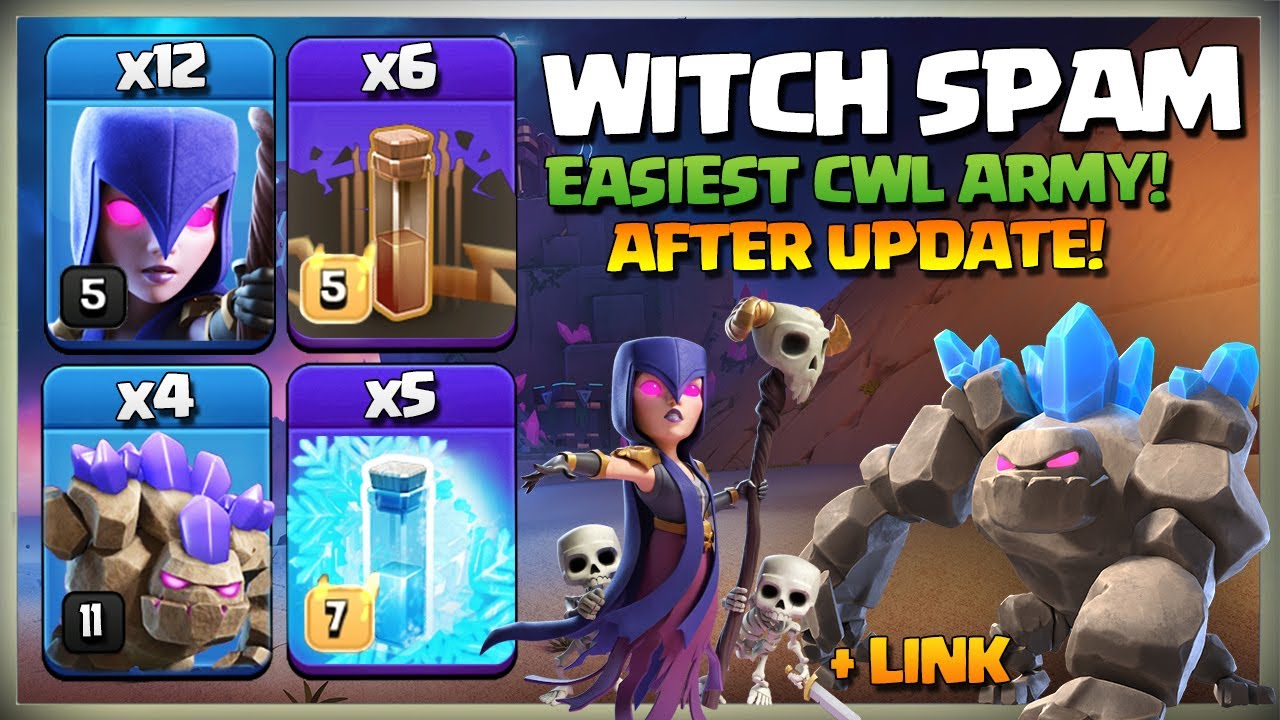 Best Th14 Beginners Attack Strategy | 4 Golem + 12 Witch + 6 Earthquake = Epic Attack Th14 GoWitch
