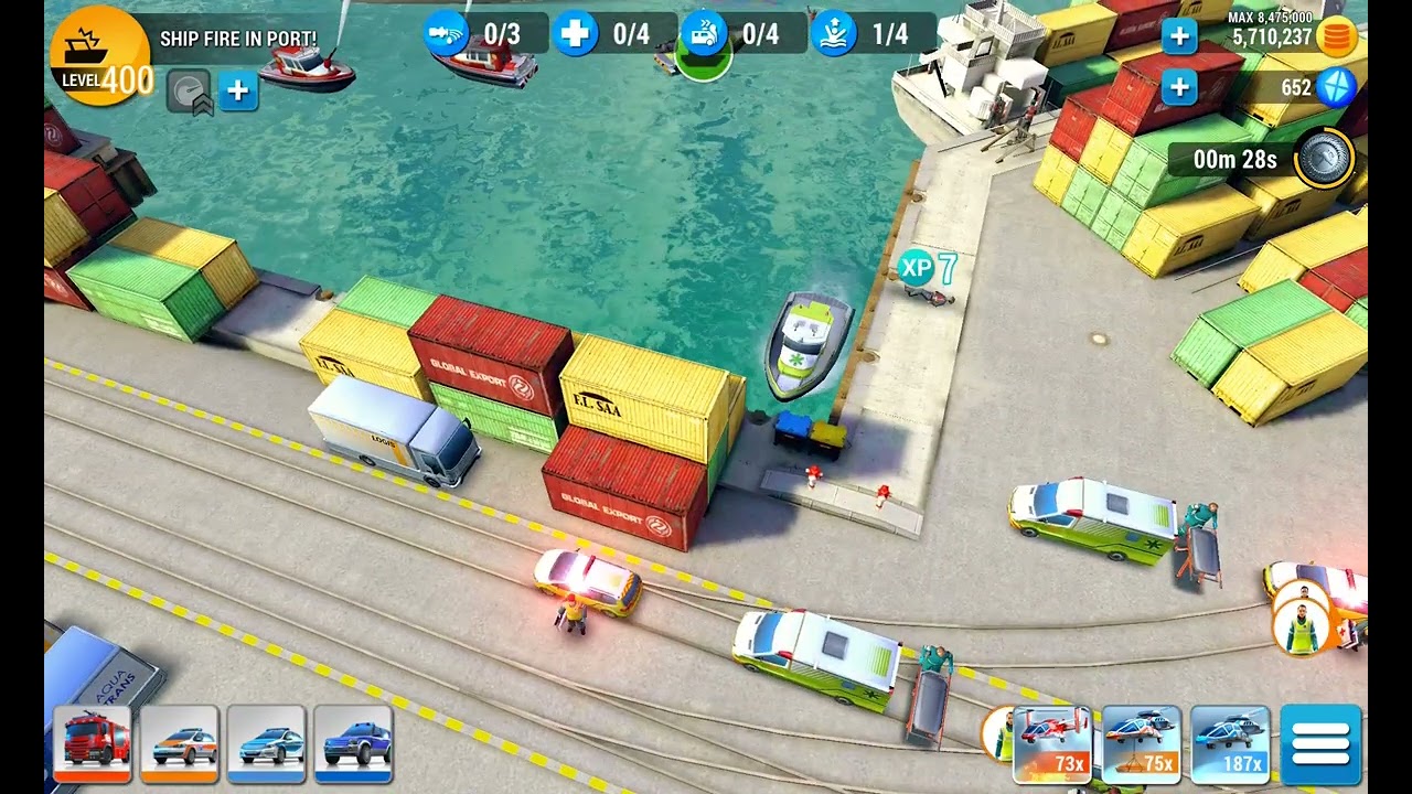 Emergency HQ, Hero Level 187, Ship fire in port