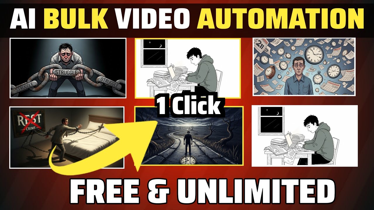 How I created unlimited AI videos in bulk using a FREE text-to-video automation one click, 