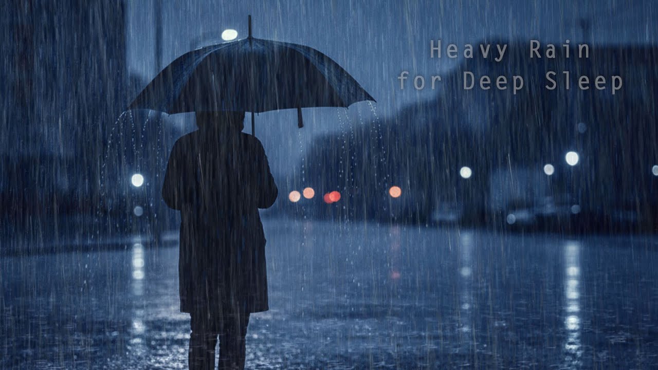 Sleep Deep Tonight 🌙 Heavy Night Rain & Thunder ⚡ Enjoying Calm Rain with Umbrella 😴