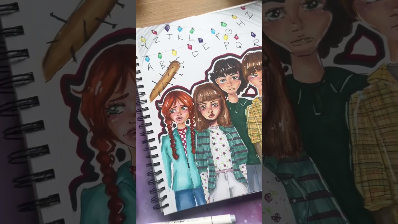 stranger things fanart sketchbook page ✨🥰 #strangerthings #art #artist #sketchbook #transition