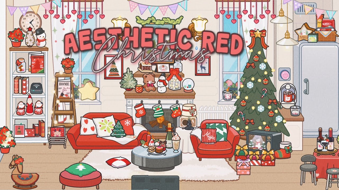 Miga World AESTHETIC RED❤️🏡HOLIDAY CABIN MAKEOVER |CHRISTMAS SPECIAL|Miga town |tocaboca