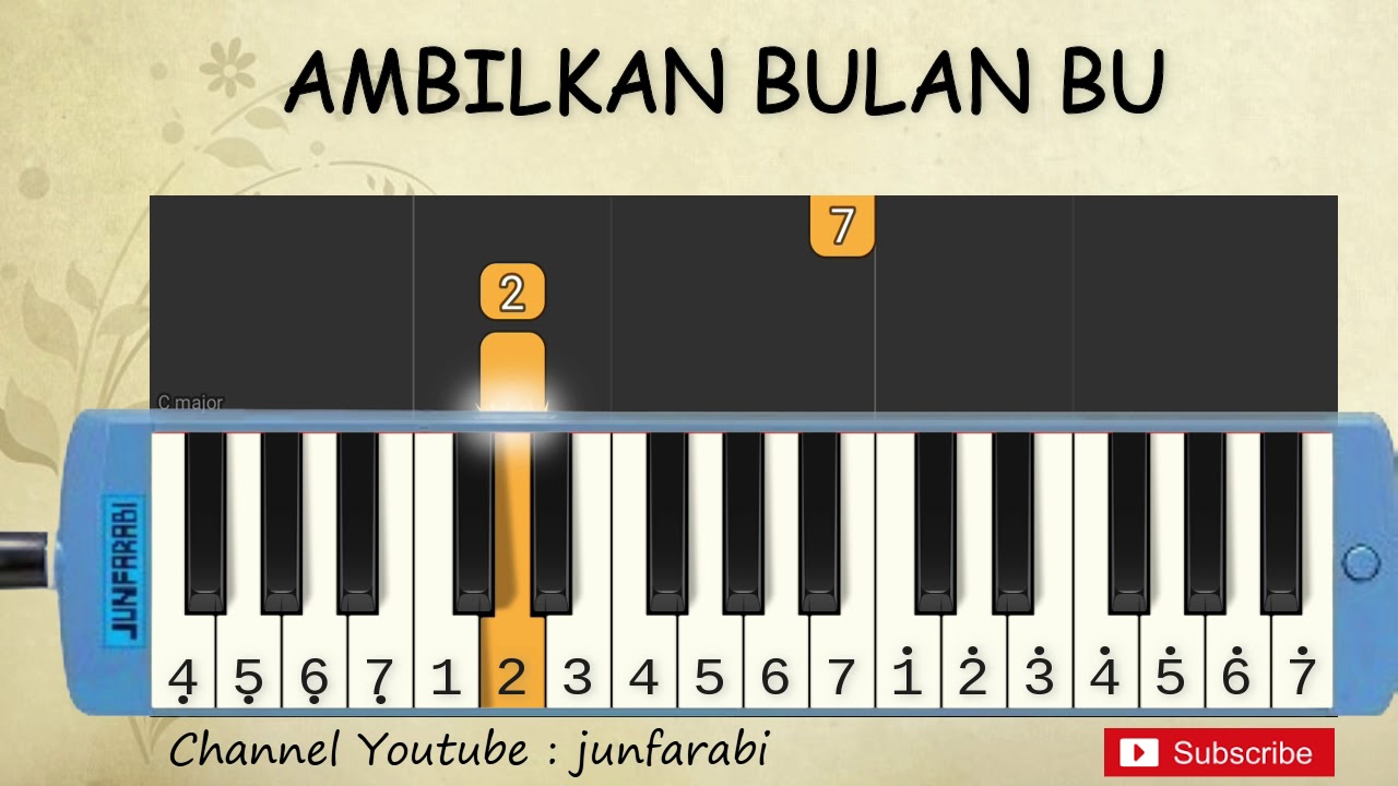 not pianika ambilkan bulan bu - tutorial belajar pianika lagu anak - not angka ambilkan bulan bu