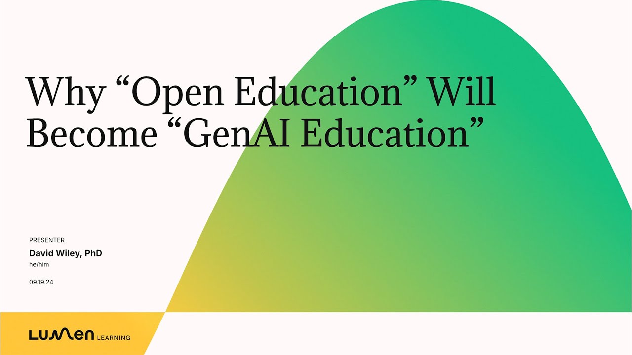 Why Open Education Will Become Generative AI Education