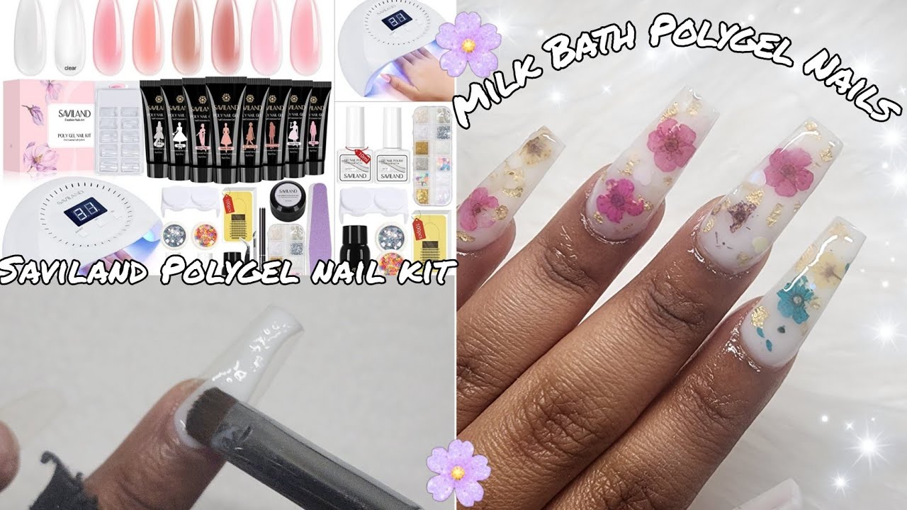TRYING OUT A $40 POLYGEL NAIL KIT😱 | MILK BATH NAILS | SAVILAND POLYGEL | NAIL TUTORIAL