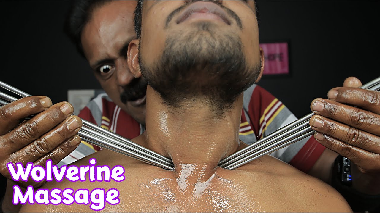 Wolverine Massage Therapy By Big Eyes Barber | ASMR Chopstick Massage With Cracking | ASMR Massage