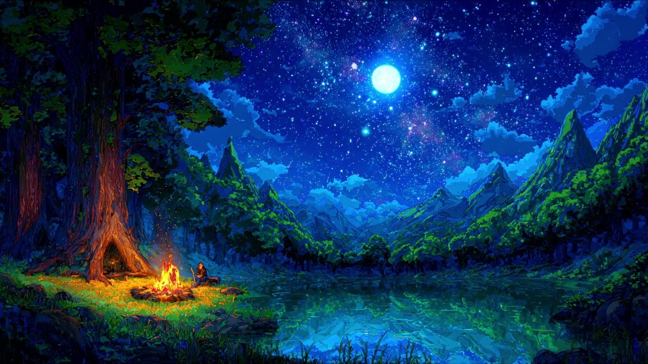 Celtic Medieval Fantasy Music 🍃 Campfire by the Enchanted Lake | Night Ambience Under the Stars