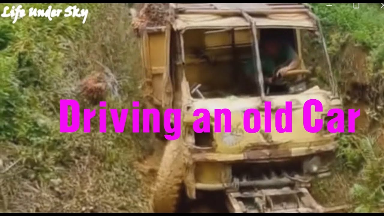 Trucks carrying goods on very difficult roads in the countryside