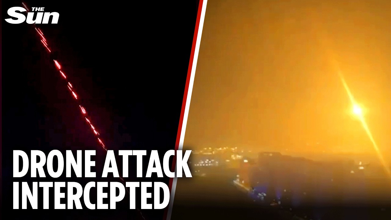 Moment American air defence system intercepts drone attack targeting Erbil International Airport