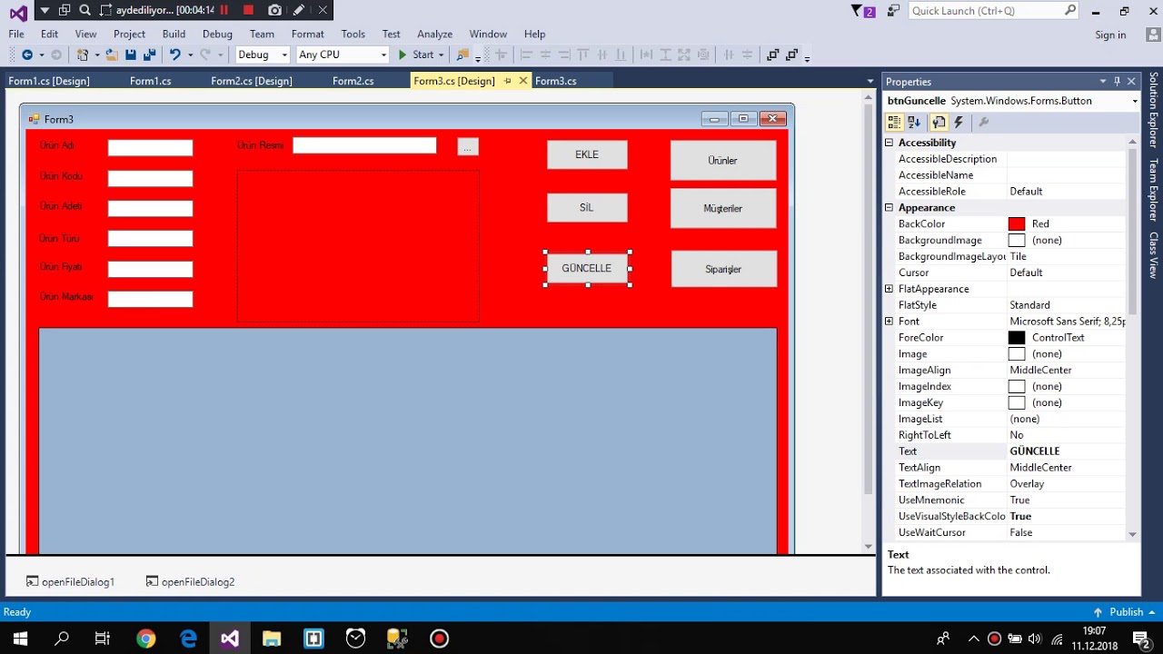 C# Bilgisayar parçaları satış otomasyonu kod bölümü