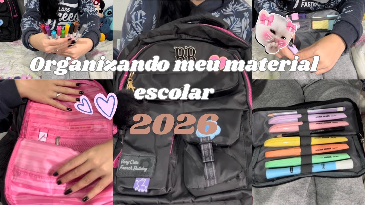 Organizando meu material escolar 2026 💕✨