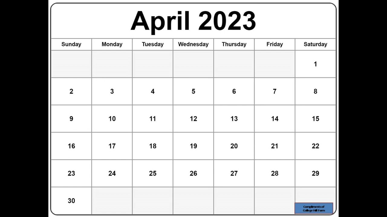 April 2023 CALENDAR (SIMPLE CALENDAR)