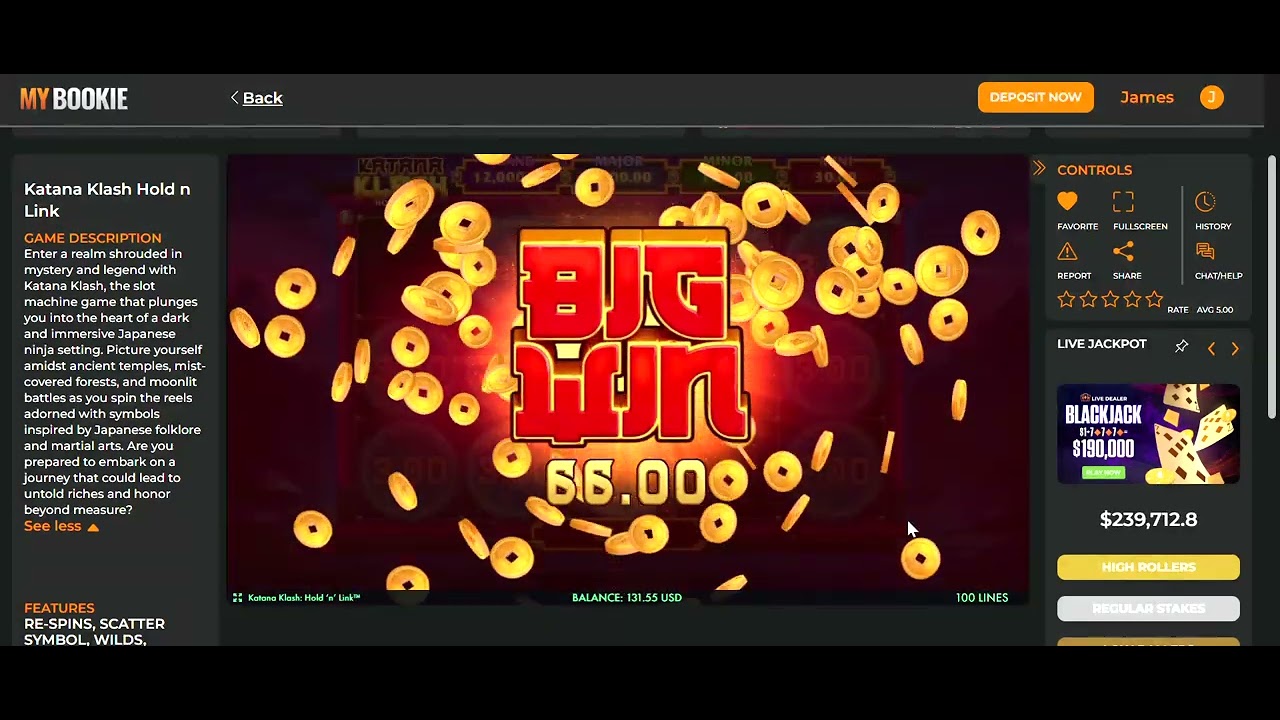Playing "KATANA KLASH" new slot on MyBookie FREE SPINS + HOLD'N'LINK