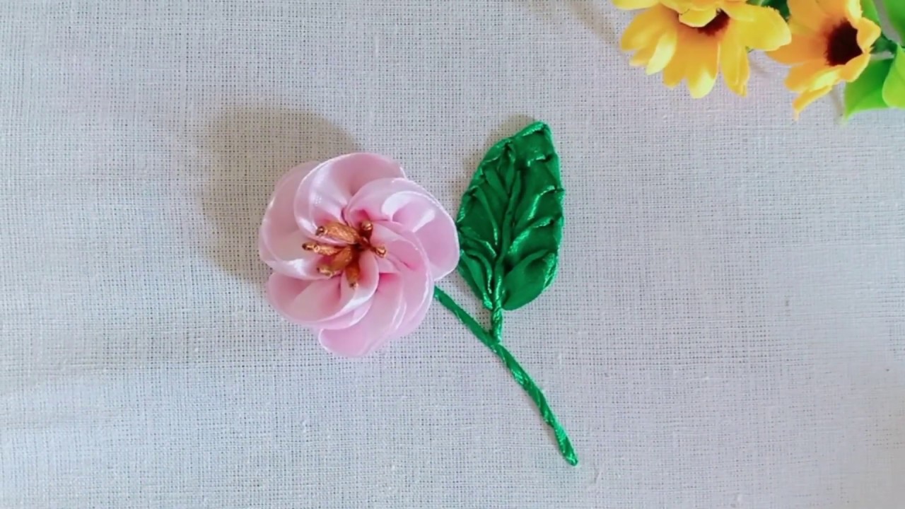 Amazing Trick to Make Leaf and Flower in Ribbon Embroidery