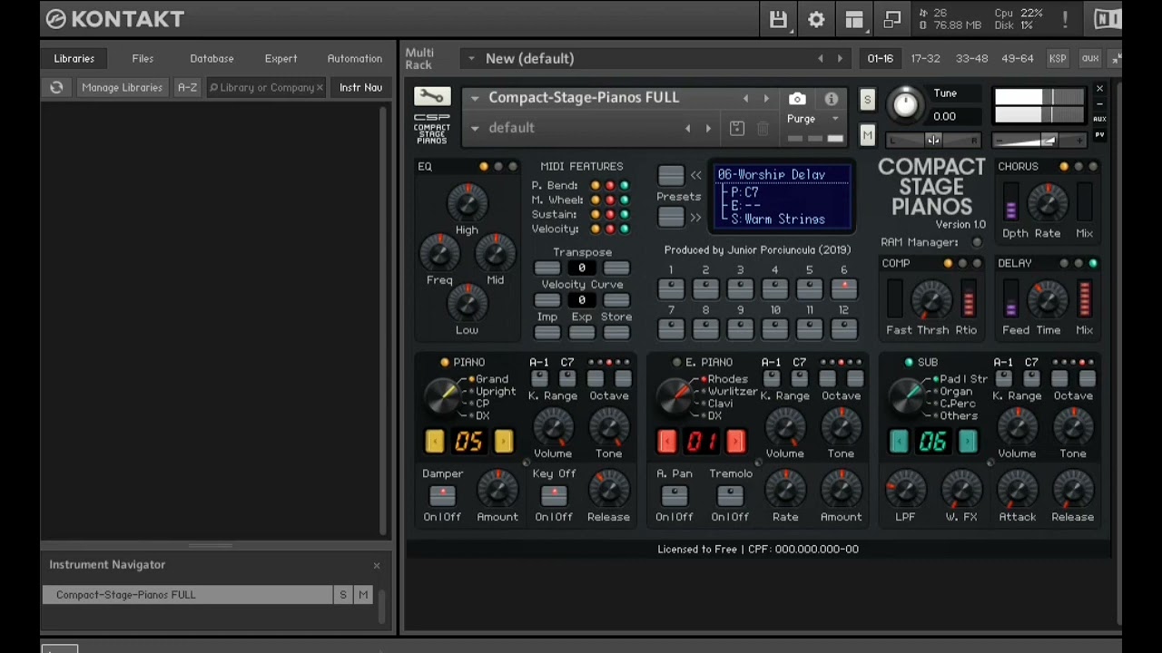 TEST PRESET WORSHIP - COMPACT STAGE PIANOS FOR KONTAKT !!!!!