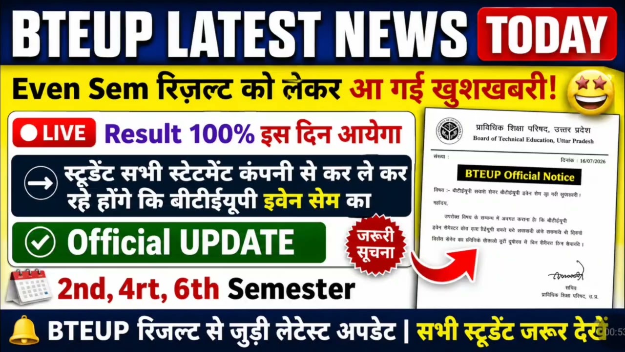 BTEUP Even Semester Result 2026 🔥 Official Update | Result Date Confirmed?