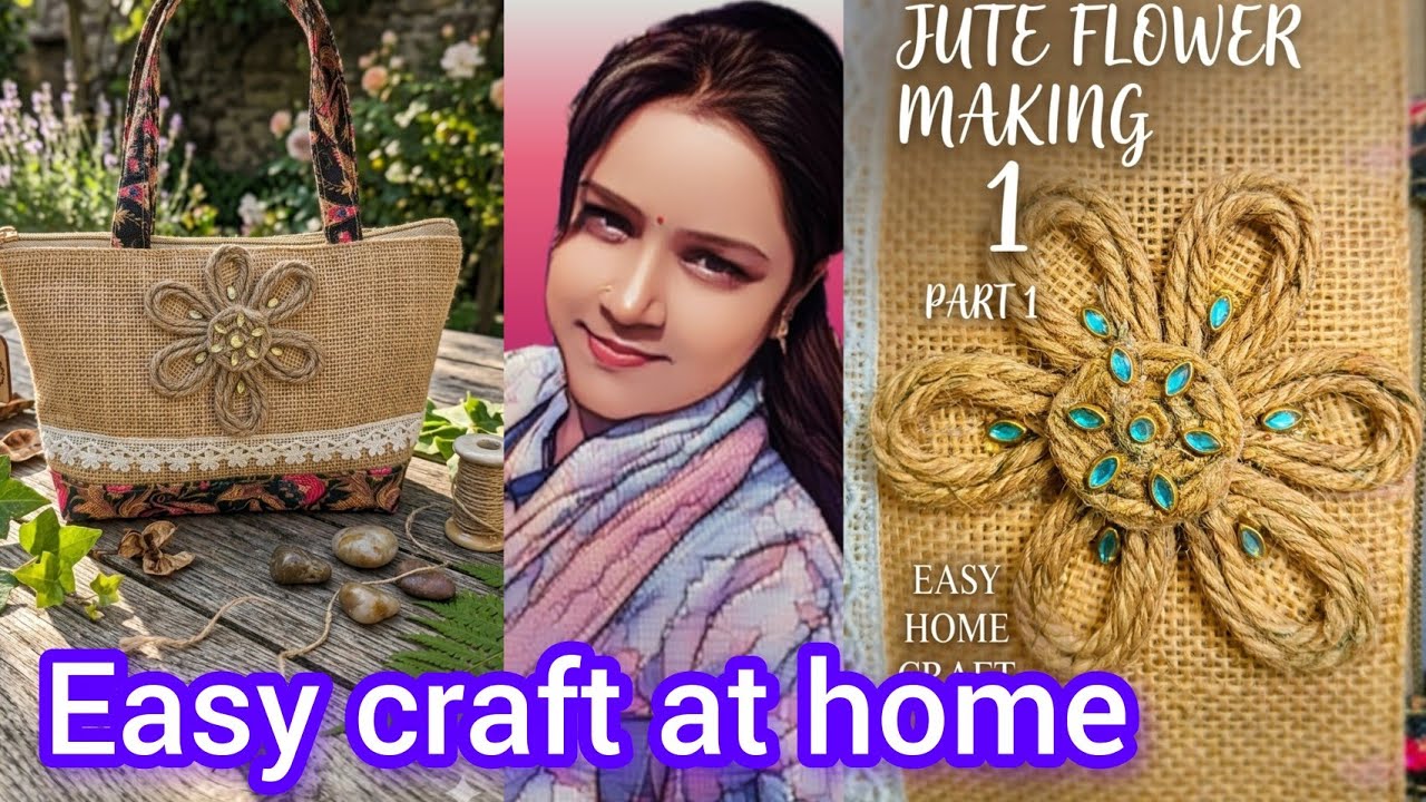 Jute flower DIY/flower making idea with jute rope/ home decor jute craft ideas #vasundhracreation21 