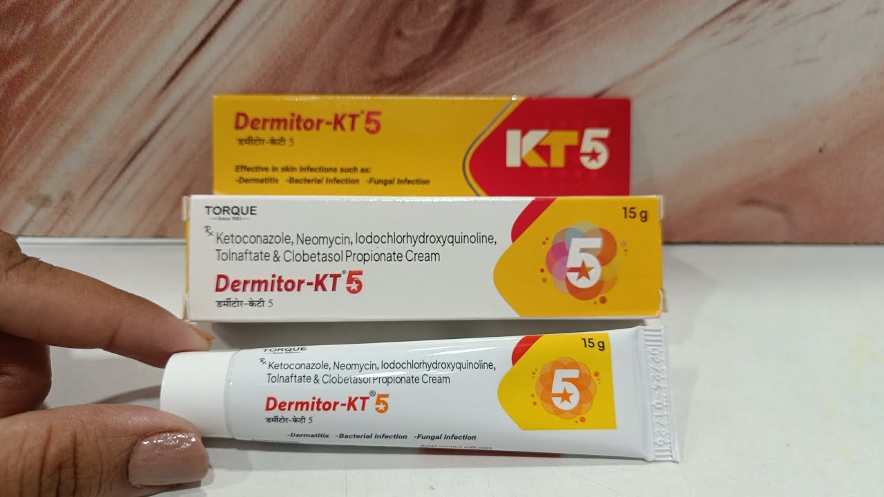 Dermitor kt-5 cream //ketoconazole neomycin iodochlorhydroxyquinoline tolnaftate clobetasol हिंदी मे