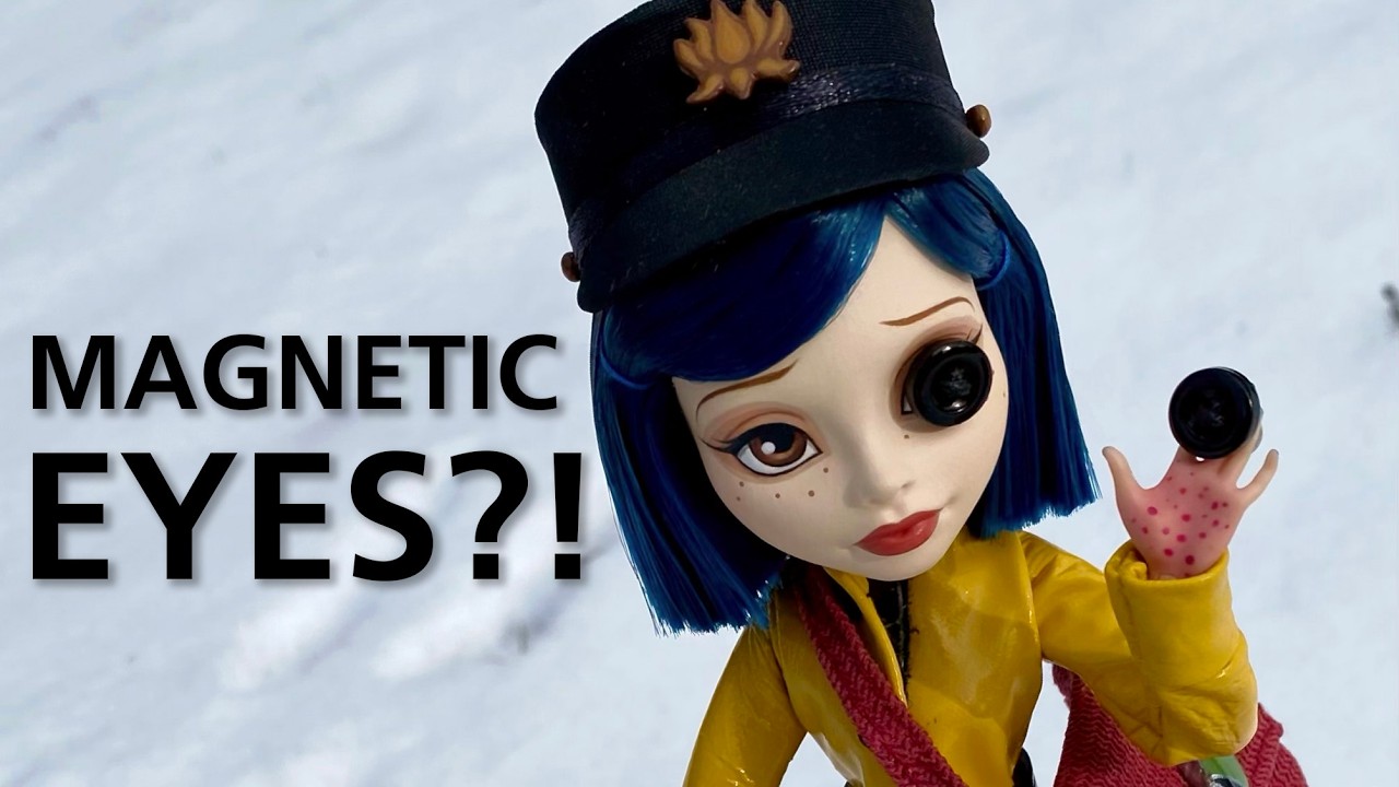 I made a CORALINE x Monster High doll with MAGNETIC EYES!