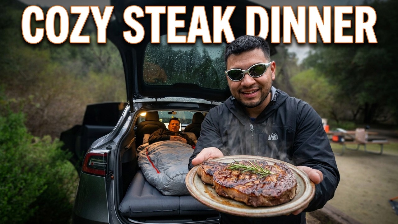 Camping Alone In My Tesla Model Y | Solo Overnight Car Camping