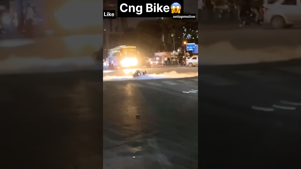 cng bike leeked on road 