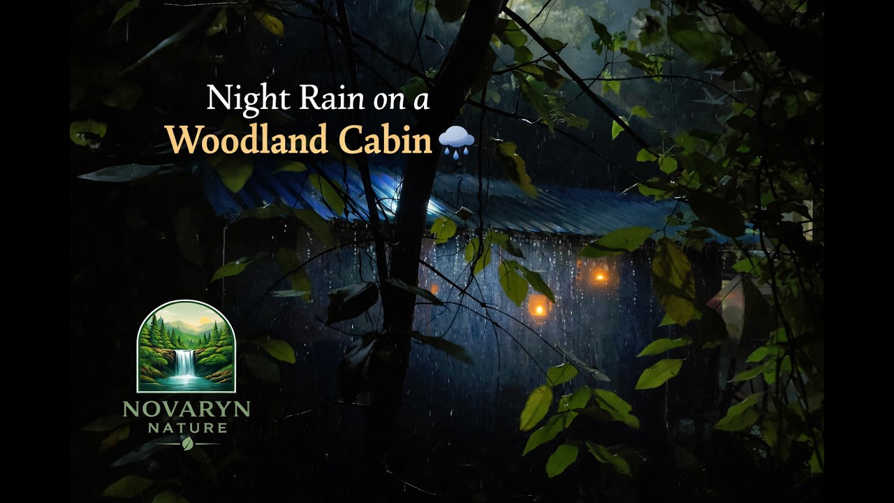 Night Rain on a Woodland Cabin - Cozy Nature Atmosphere