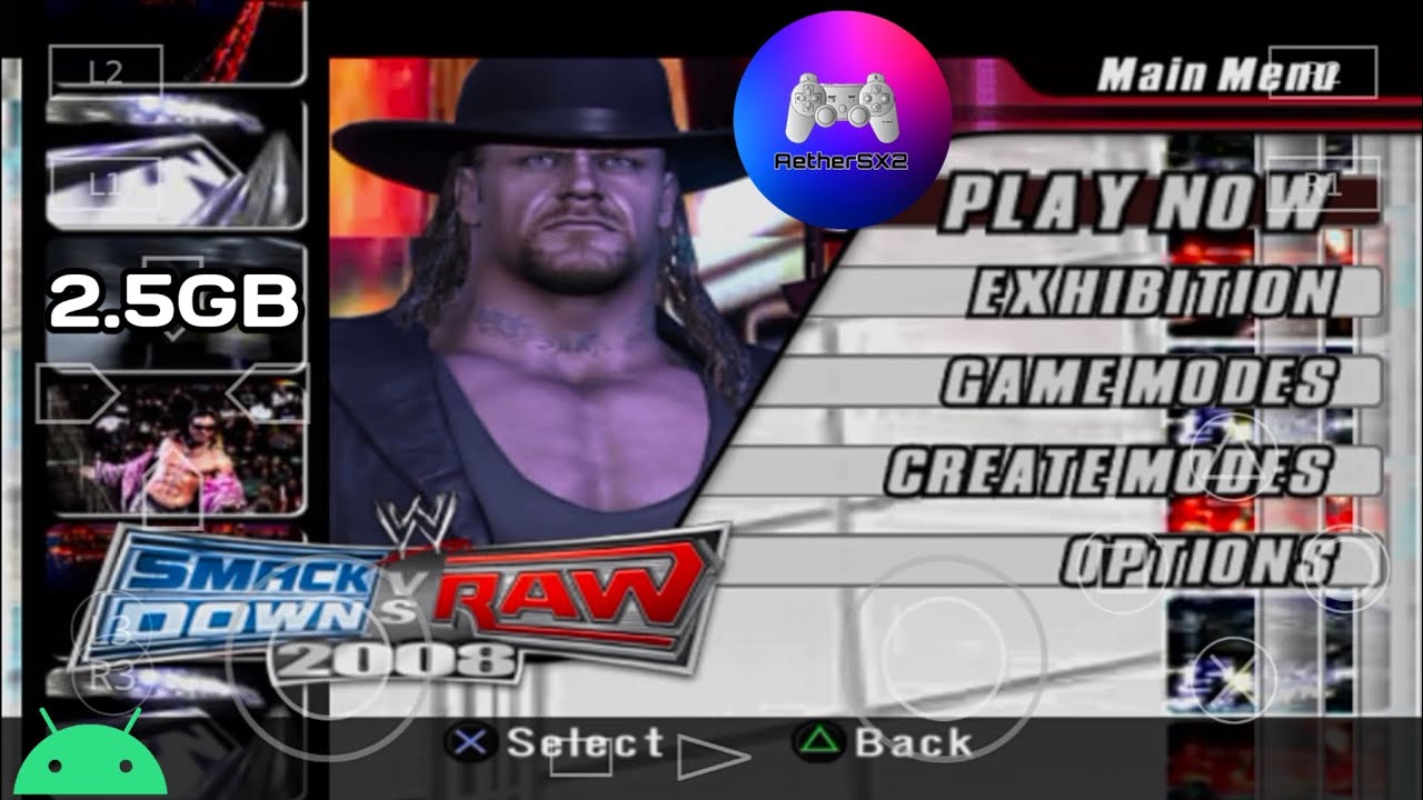WWE SmackDown Vs Raw 2008 PS2 Game for Aether SX2 PS2 Emulator on Android Mobile Device | Gameplay