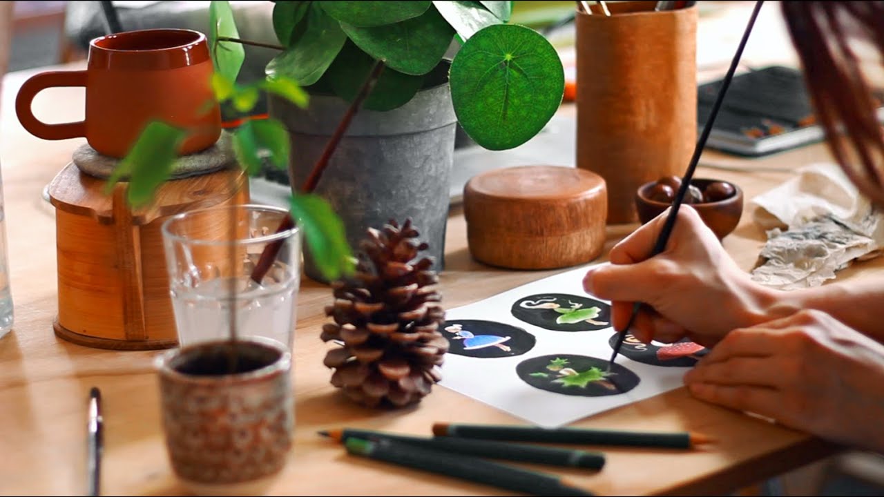 Slow Art Vlog | Painting Scandinavian Folklore & Guardian spirits