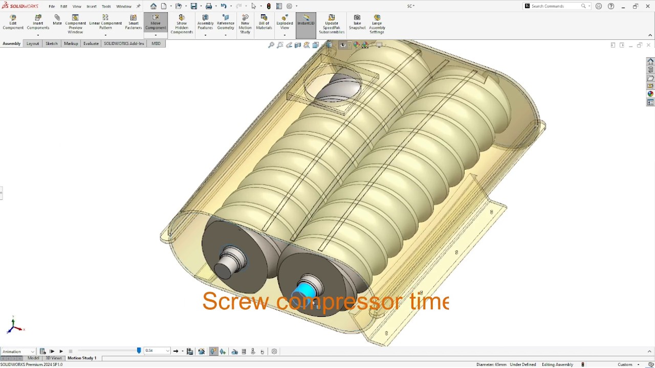 Screw compressor timelapse