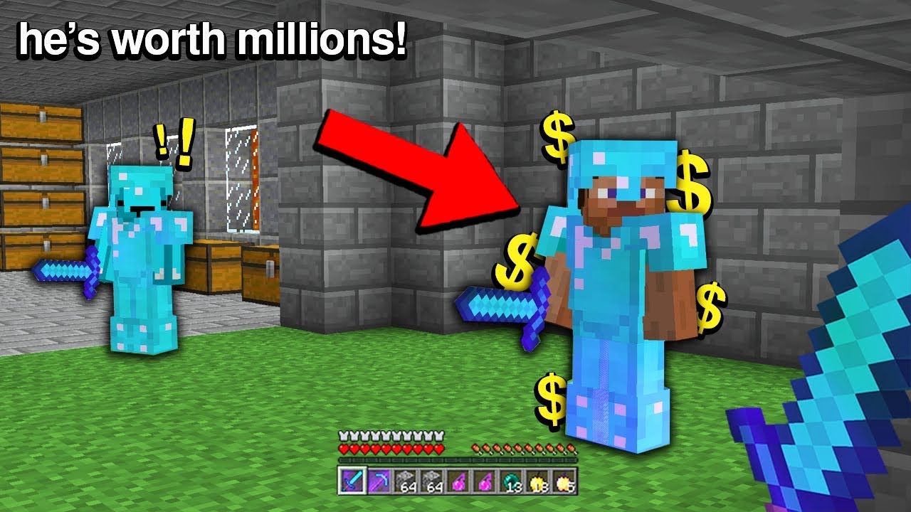 so this Minecraft base looked almost empty.. until i noticed this PLAYER was worth MILLIONS?! ($$$)