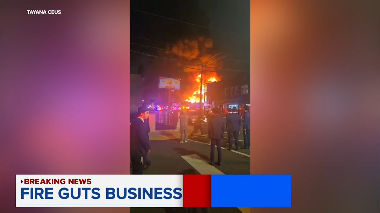 Massive fire breaks out at auto body shop in Hillside, destroys several businesses
