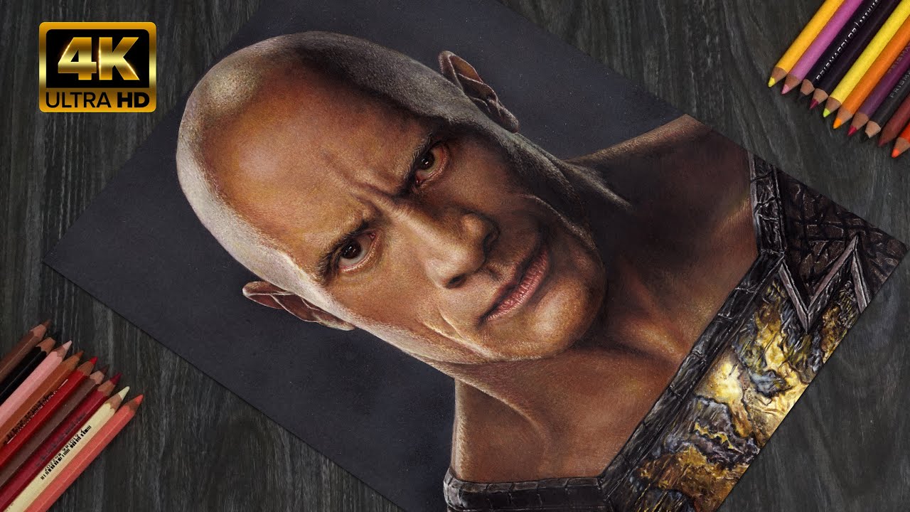Colored Pencil Drawing Black Adam (The Rock)