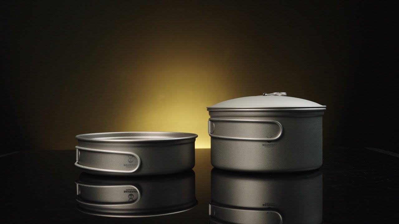 Ultralight Titanium Cookware Set 900ml Pot + 450ml Pan | 2-Piece Backpacking Set | SilverAnt