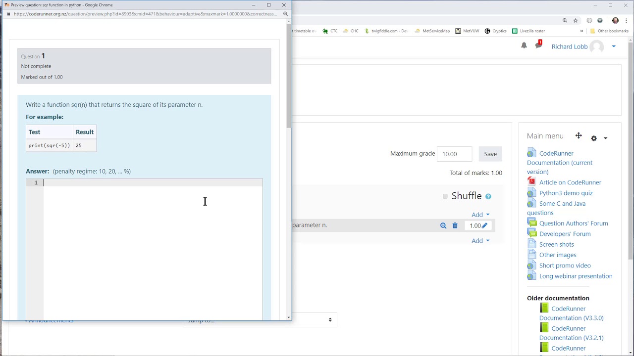 Question authoring 1: using the built-in python3 question type