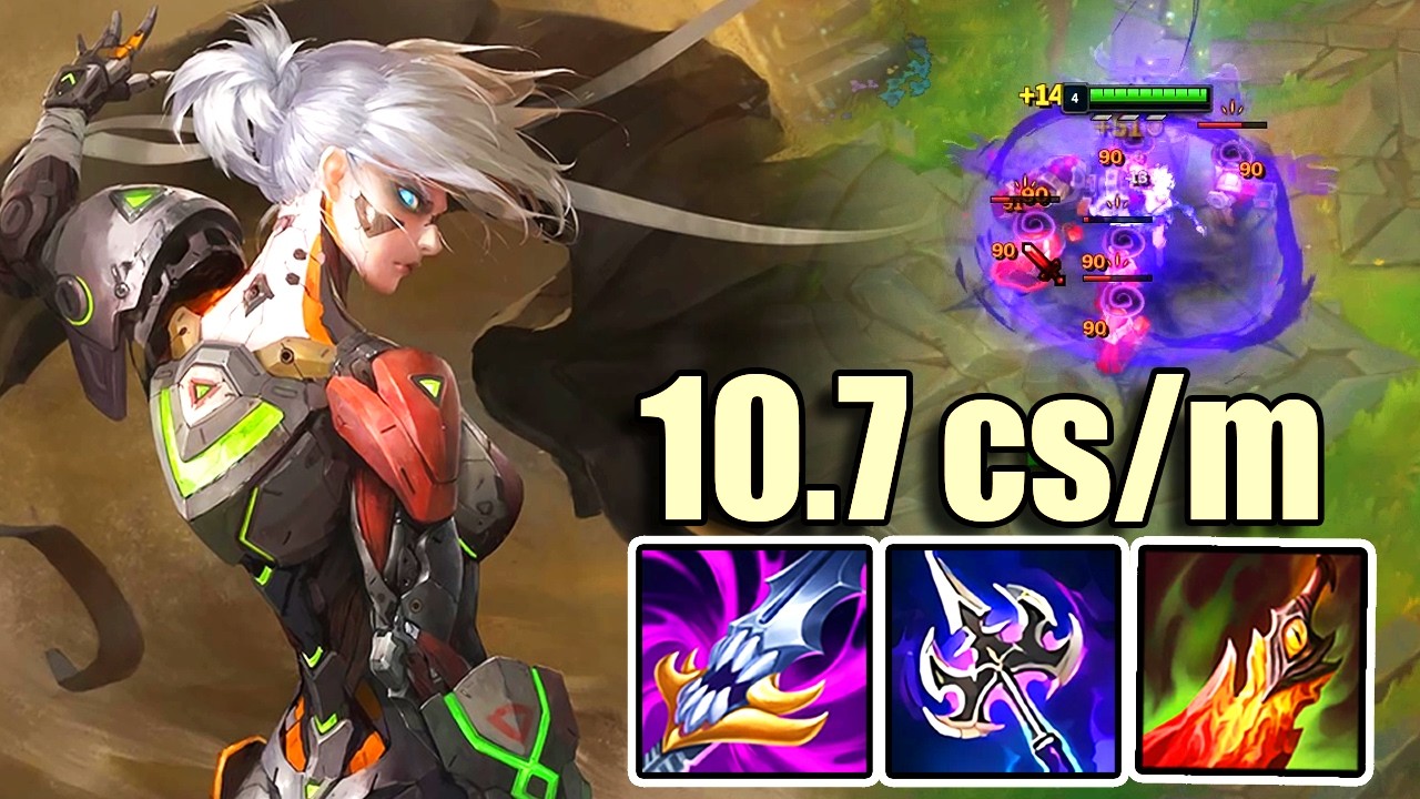 Rank 1 Riven Main Mid Lane Gameplay | Perfect Farming