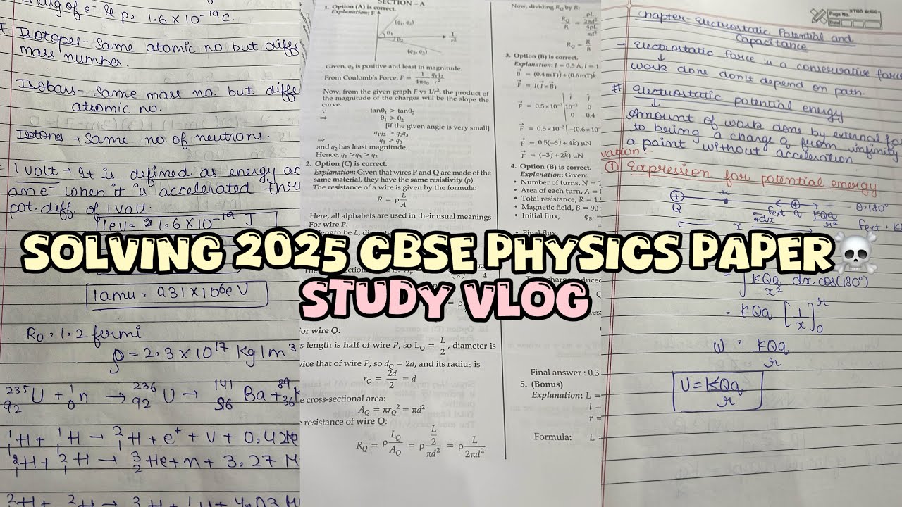 Study vlog as 12th grader| Solving 2025 physics paper ☠️ #cbseclass12 #boards2026 