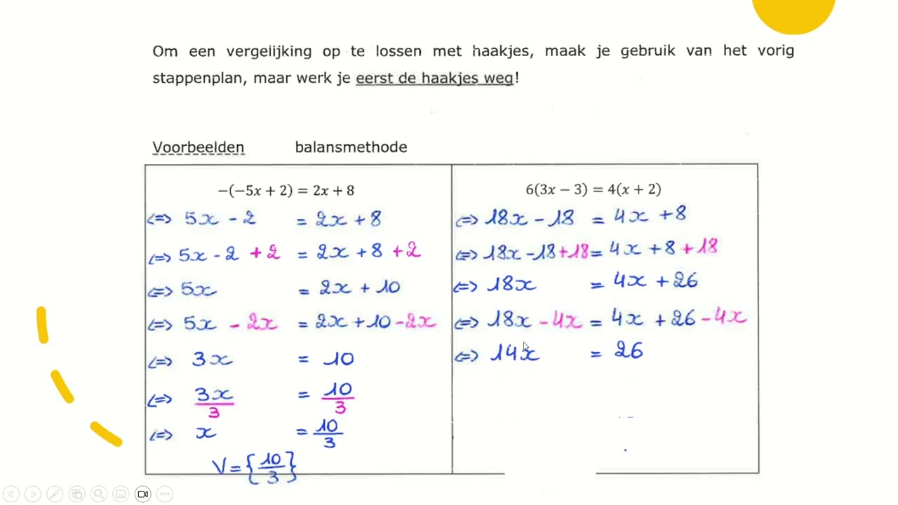Vergelijkingen oplossen met haakjes