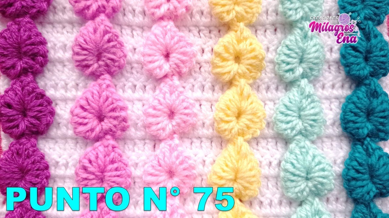Punto N° 75 tejido en crochet para colchas, cubrecamas, cojines y mantas paso a paso