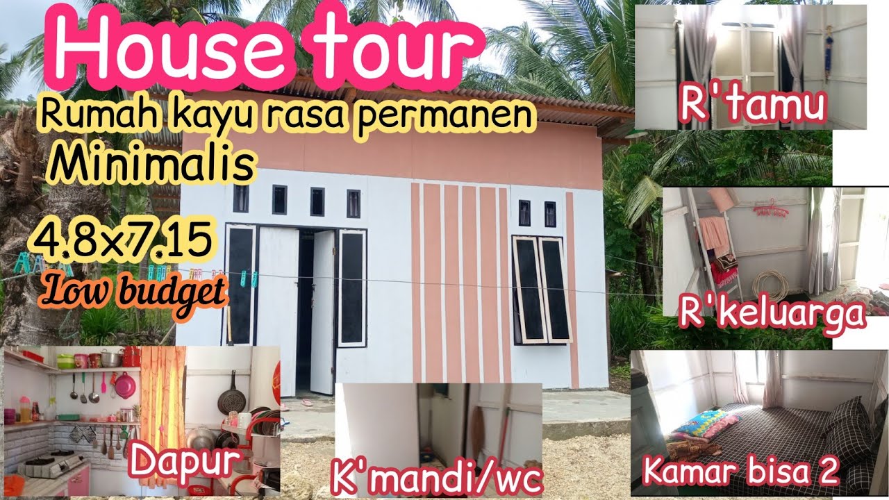 HOUSE TOUR INDONESIA. Rumah kayu minimalis rasa permanen / #Rumahdesa low budget