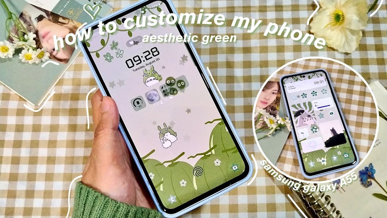how to customize my phone (Samsung) 🌱 | step-by-step, aesthetic good lock, green theme🍀💫