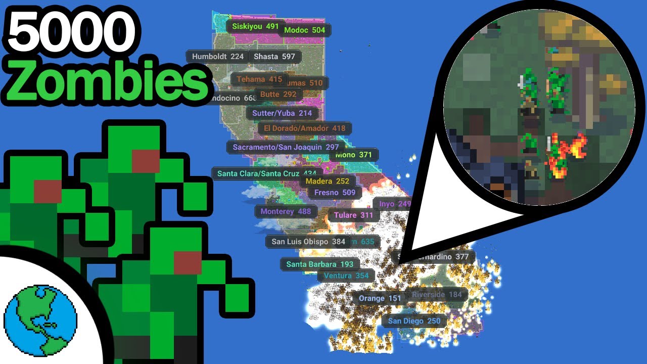 I Made 5000 Zombies Invade California In WorldBox!
