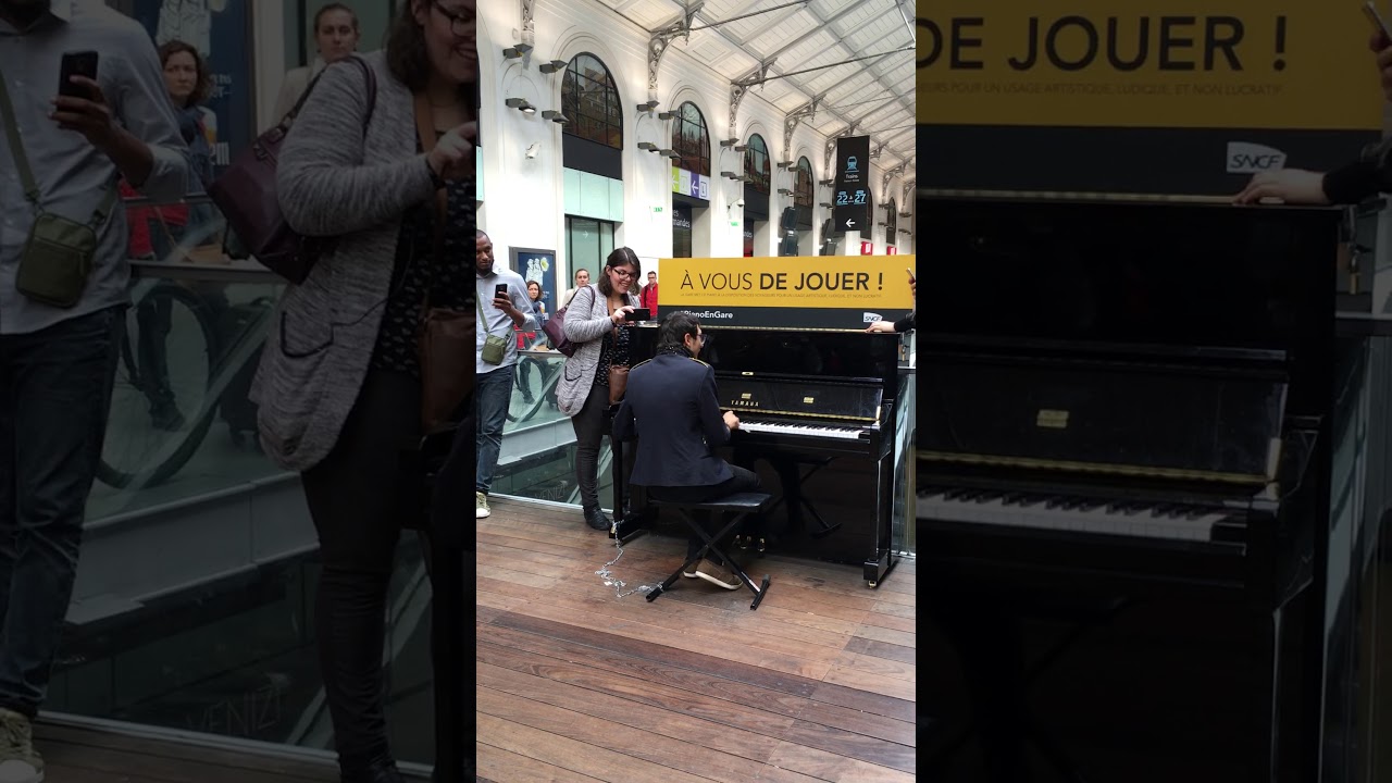 Amazing piano and singing by Vincent Vinel at Gare Saint Lazare in Paris