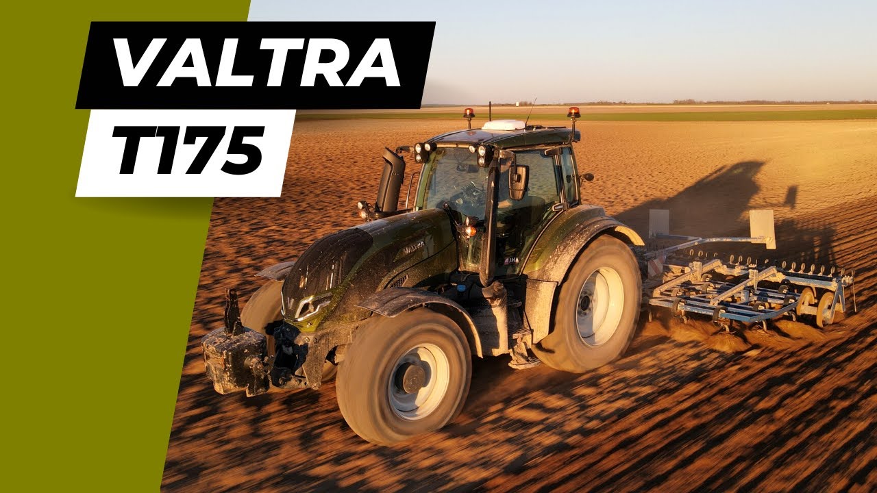 Préparation de sol avec un VALTRA T175 vert olive