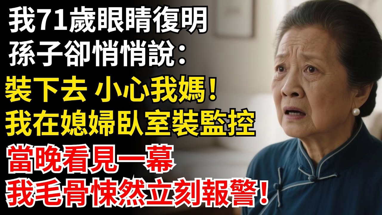 我71歲眼睛復明，孫子卻悄悄說：裝下去 小心我媽！為了自保我偷偷在，媳婦臥室裝下監控，當晚看見一幕，我毛骨悚然報警！#晚年生活#中老年生活#為人處世#生活經驗#情感故事#幸福人生#上了年紀該明白的事