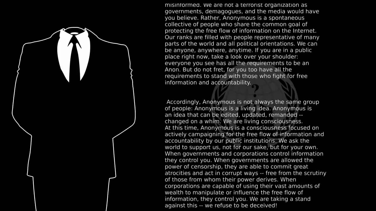 A Letter from Anonymous, 9th of December 2010