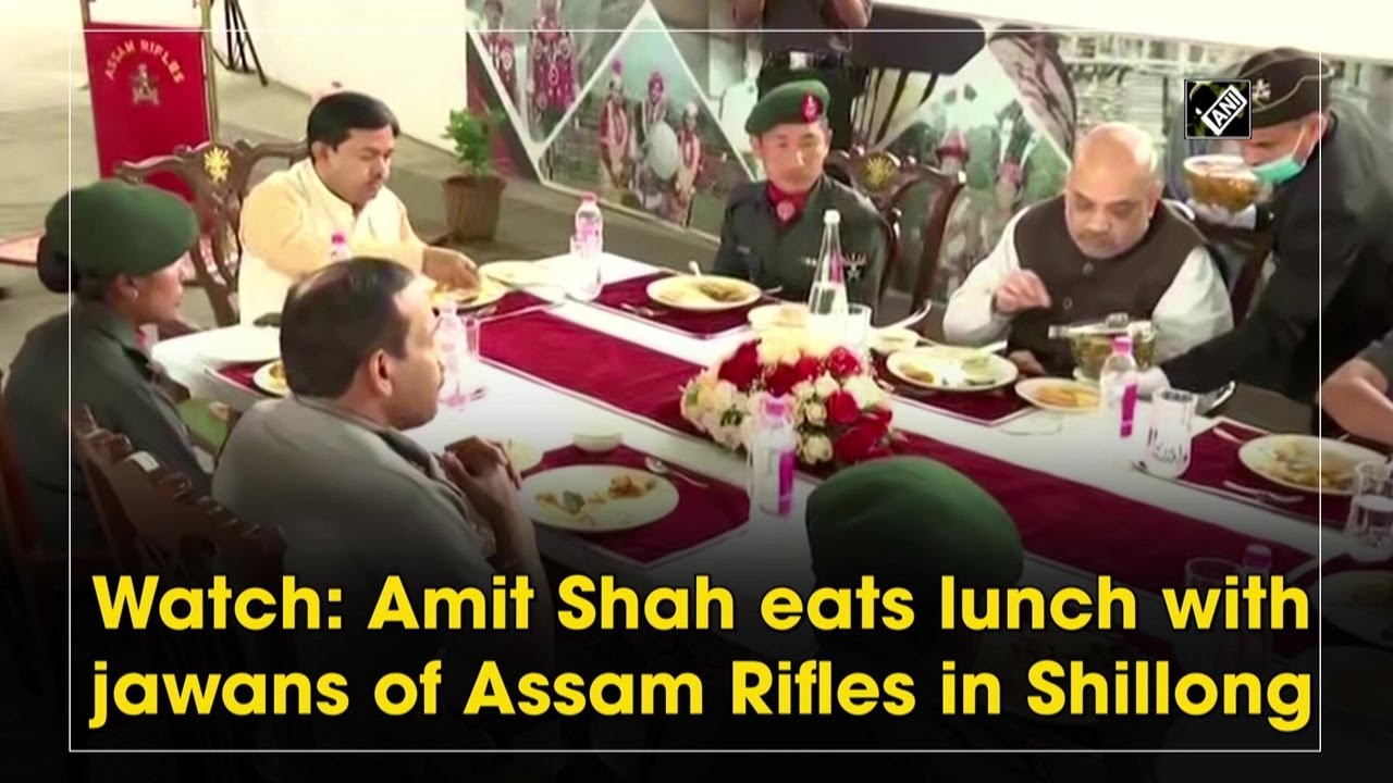 Watch: Amit Shah eats lunch with jawans of Assam Rifles in Shillong I Meghalaya news