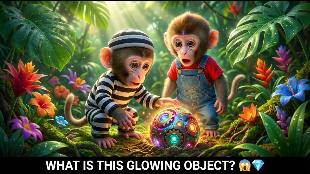 Funny Monkey Cartoon: The Mystery of the Shiny Jungle Gizmo! 🐒💎🌿