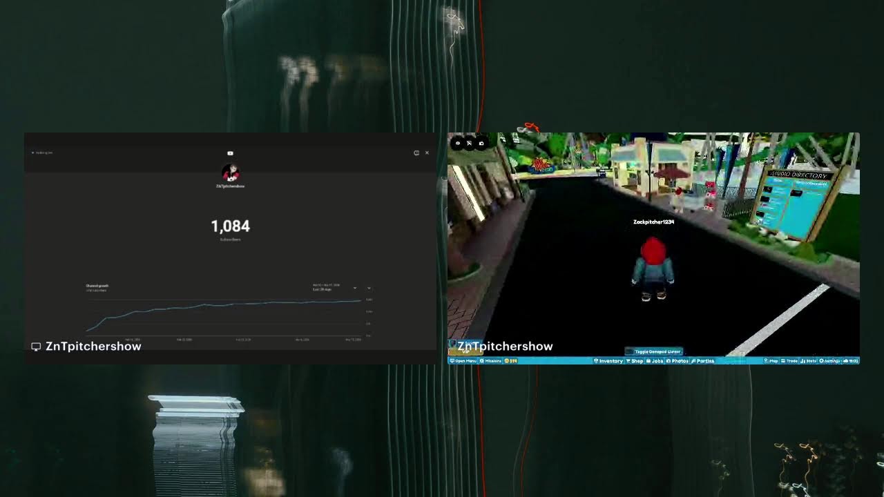 hangout lounge playing Roblox ( sub goal 1.090)