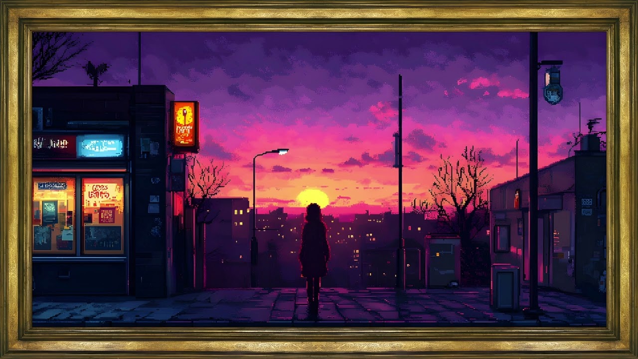 Pixel Sunset Street &ndash; 4K Frame TV Art Screensaver | Anime Aesthetic Wallpaper