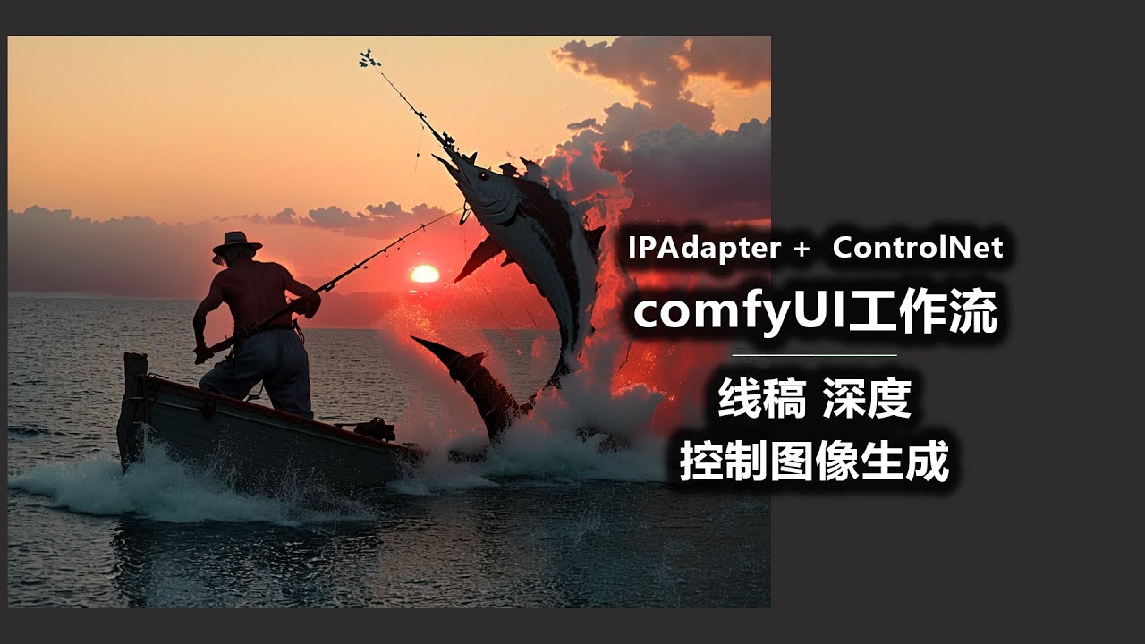 IPAdapter +  ControlNet 线稿 深度 控制图像生成 comfyUI工作流